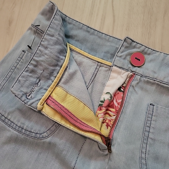 Joules Mini Blue Wash Denim Skirt Front Pockets Size 12 - Picture 9 of 9